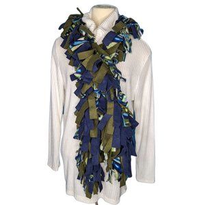 Fringe Fleece Scarf Winter Warm Unisex Women's Casual Blue Navy Green Floral NEW